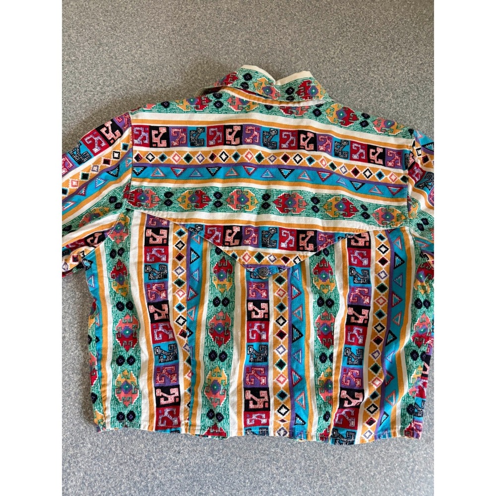 VTG Rodeo Western Wear Cropped Southwestern Aztec Multicolor Womens Small - Picture 5 of 6